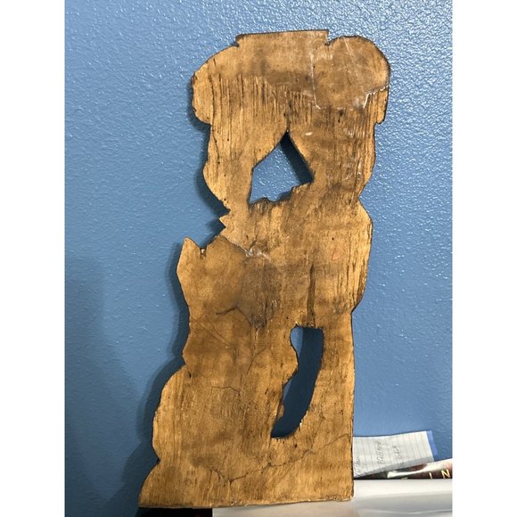 Wooden Plaque of Map of Africa with the face of an African woman under a palm - Picture 2 of 5